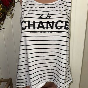 LA Chance Striped Black and White Women's Top